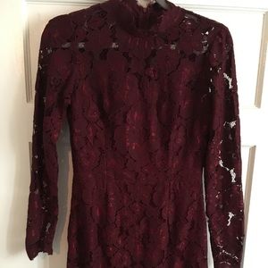 Betsy Johnson Illusion Lace mock neck sheath dress